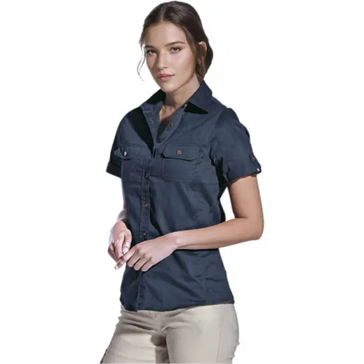 Plain Bush Shirt Ladies Navy Main
